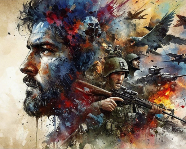 Military Imagery Combined with Artistic Abstraction