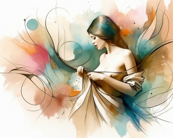 Stylized portrayal of a woman in vibrant colors