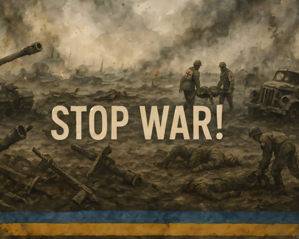 Battlefield Scene with Tanks and Soldiers in Devastation