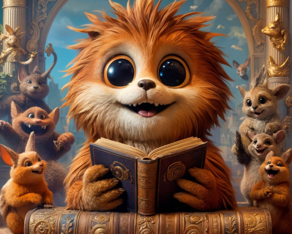 Whimsical Character Reading in Enchanted Setting