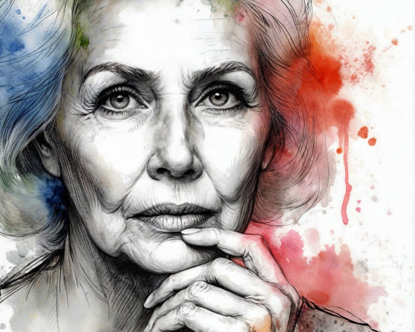 Portrait of an elderly woman with expressive features