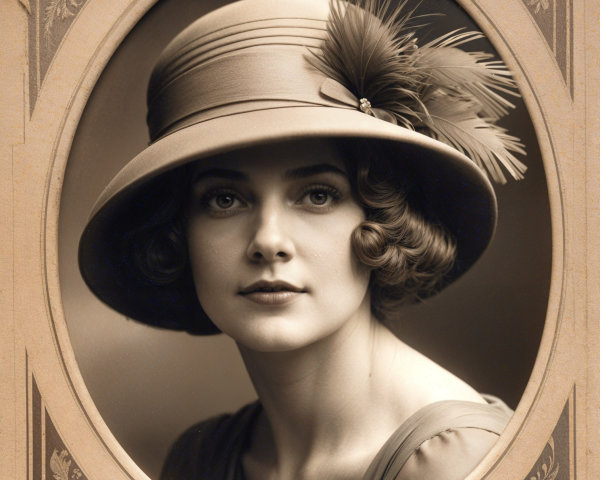 1920s Vintage Portrait of a Woman with Elegant Hat