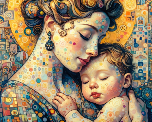Stylized Representation of Mother and Baby Bond