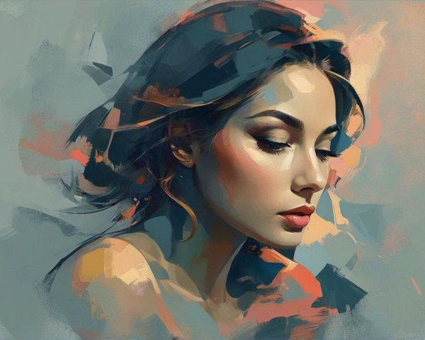 Portrait of a Young Woman in Soft Brush Strokes