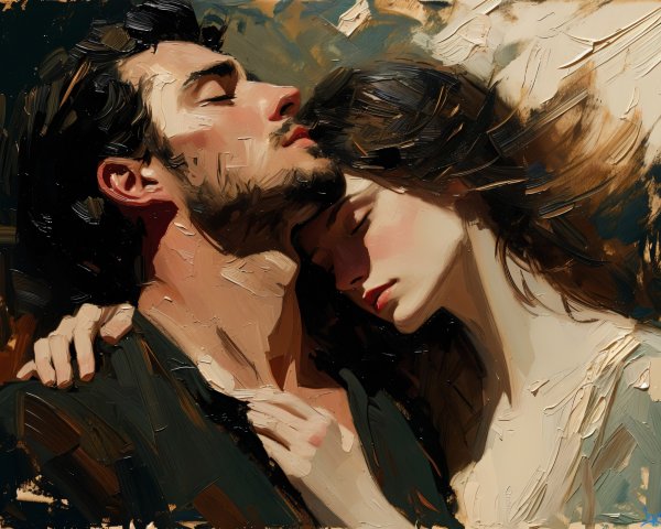 Intimate Couple Portrait with Expressive Brushstrokes