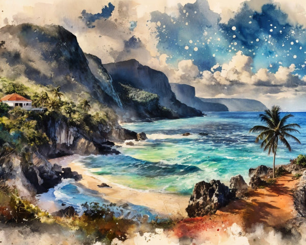 Coastal Landscape with Cliffs and Turquoise Waters