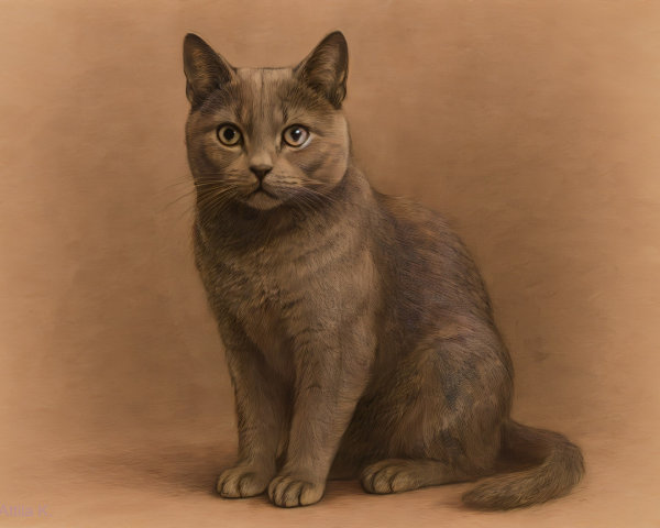 Portrait of a Cat with Brown and Gray Fur