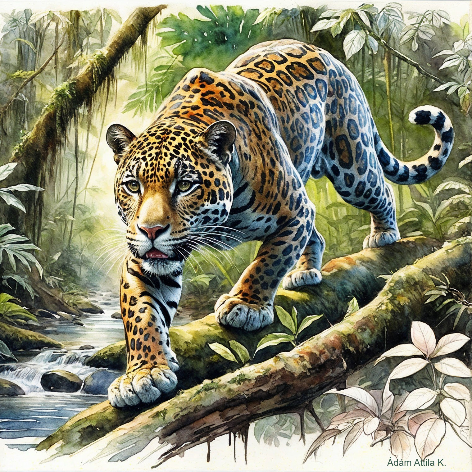 Majestic Jaguar in Lush Rainforest Habitat