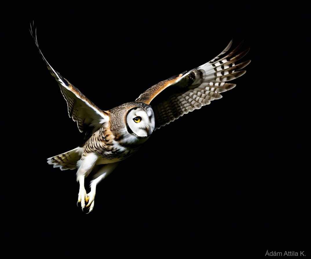 Majestic Owl in Flight with Intricate Plumage