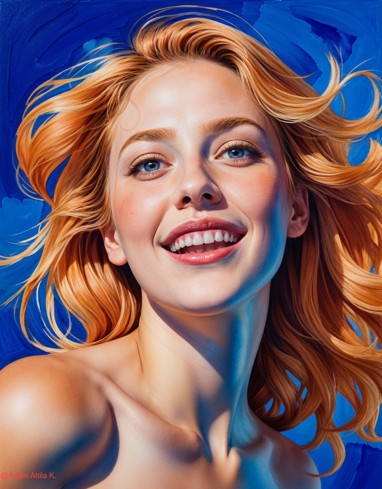 Vibrant Portrait of a Young Woman with Blonde Hair