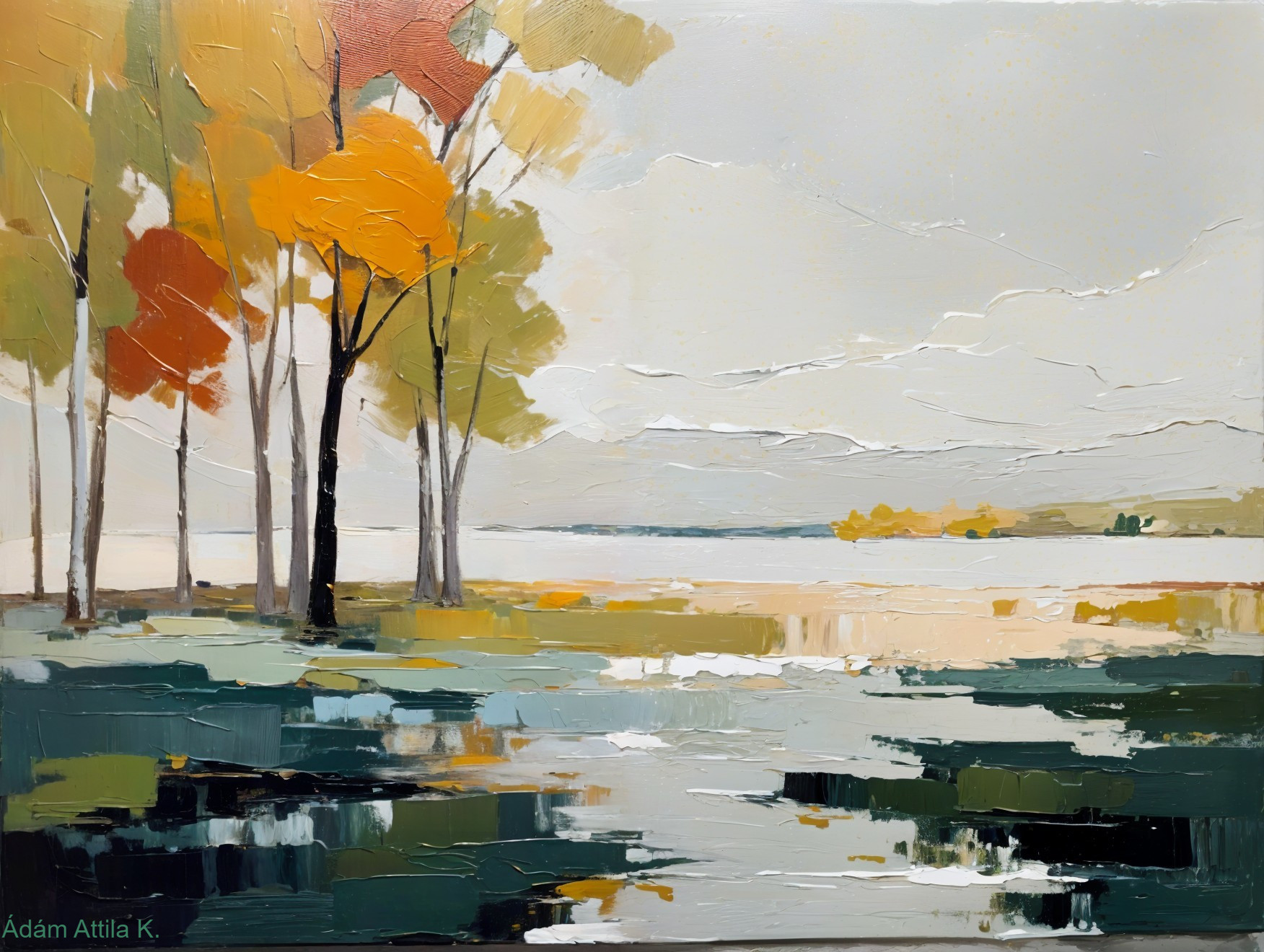 Vibrant Autumn Landscape with Reflective Water