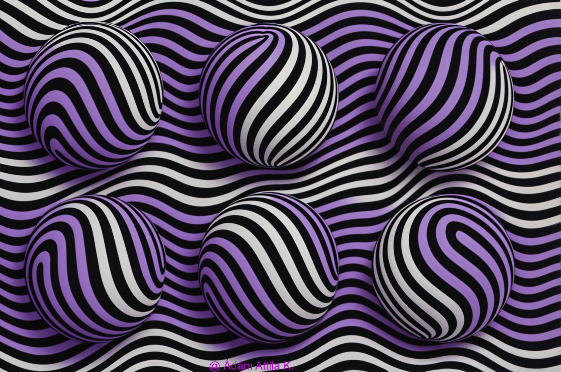 Abstract Design with Spheres and Wavy Lines