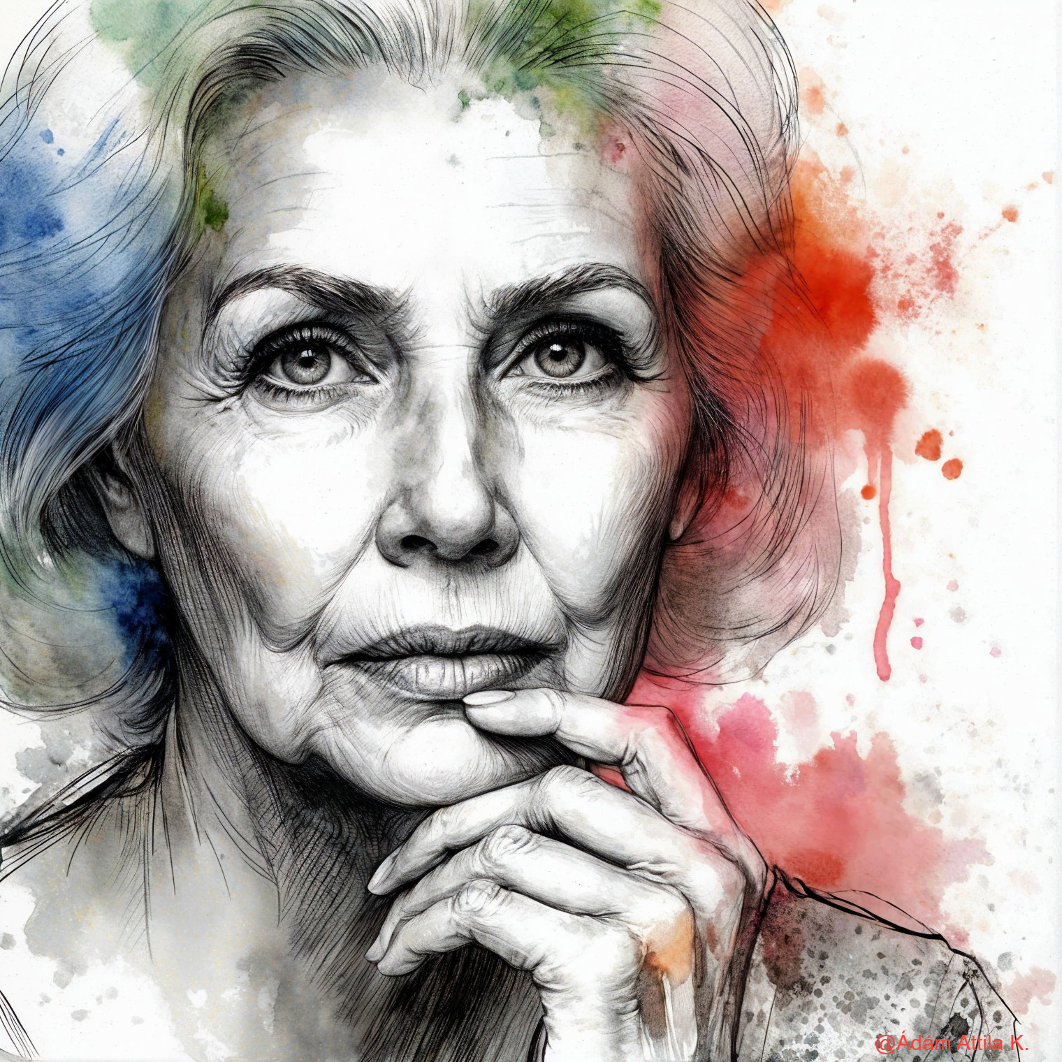 Portrait of an elderly woman with expressive features
