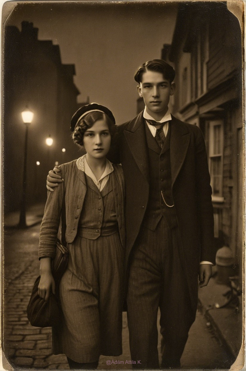 Vintage Black-and-White Photo of a Young Couple