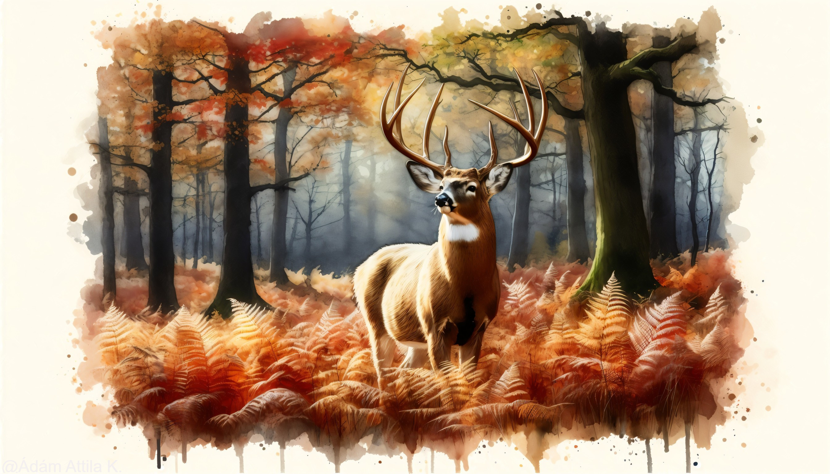 Majestic Deer in Serene Autumn Forest Scene