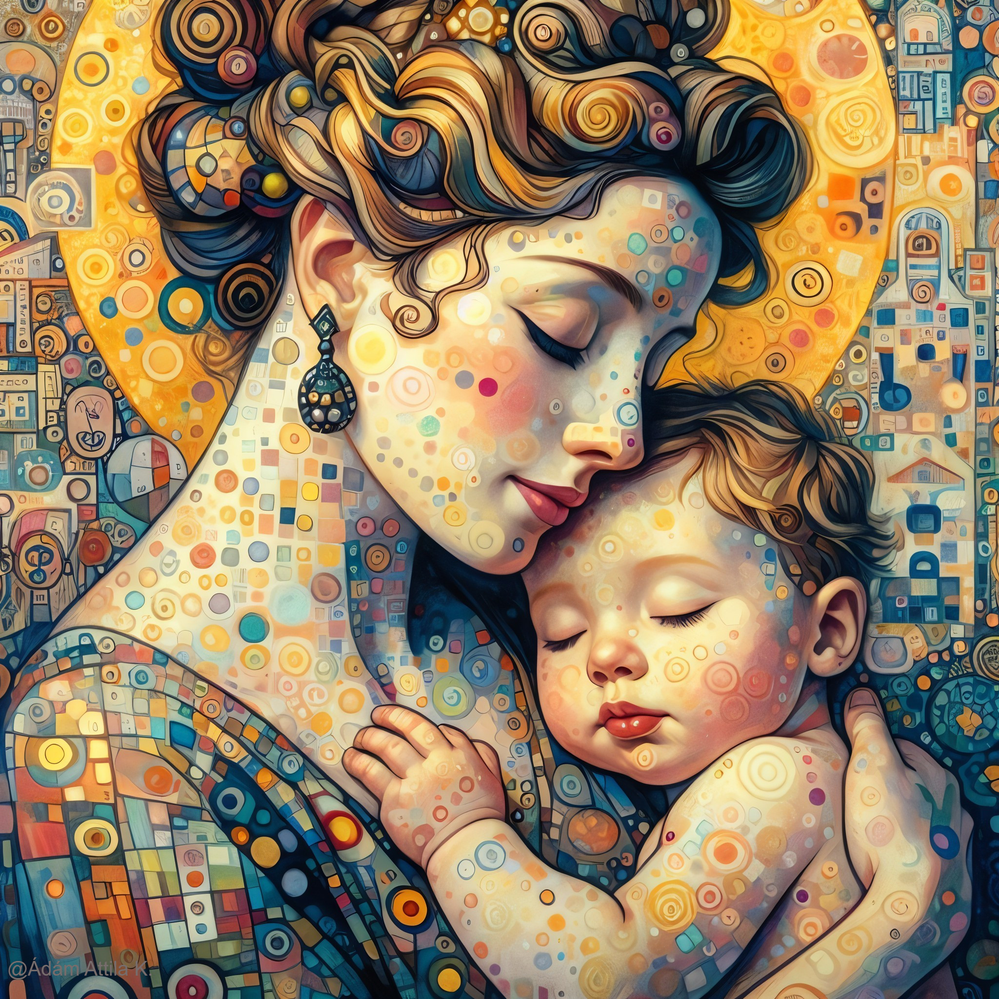 Stylized Representation of Mother and Baby Bond