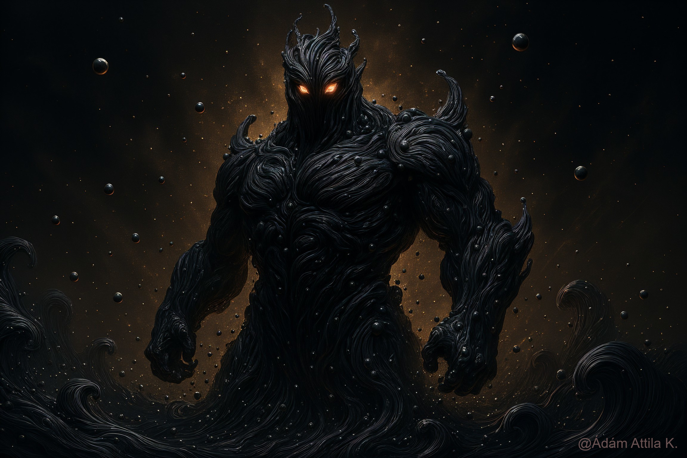 Abstract Figure with Ominous Presence and Glowing Eyes