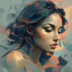 Portrait of a Young Woman in Soft Brush Strokes