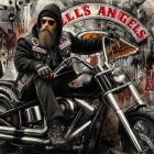 Biker on Motorcycle with Urban Graffiti Background