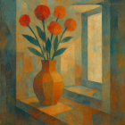 Vibrant Still Life of Tulips in Terracotta Vase