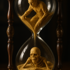 Hourglass with Sand Art Depicting Mortality Themes