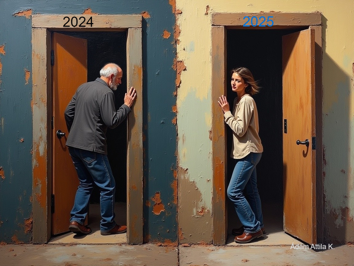 Two Doors Representing Generational Choices and Time