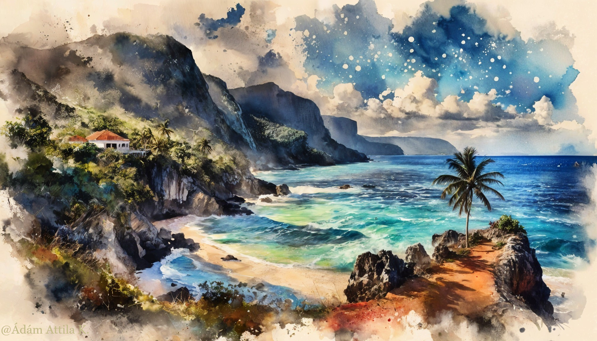Coastal Landscape with Cliffs and Turquoise Waters