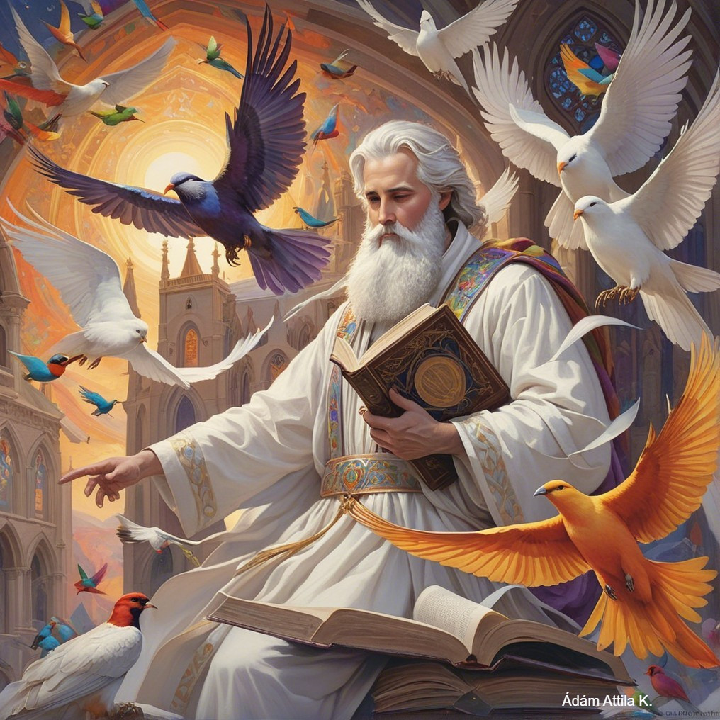 Majestic Figure with White Beard in Grand Setting