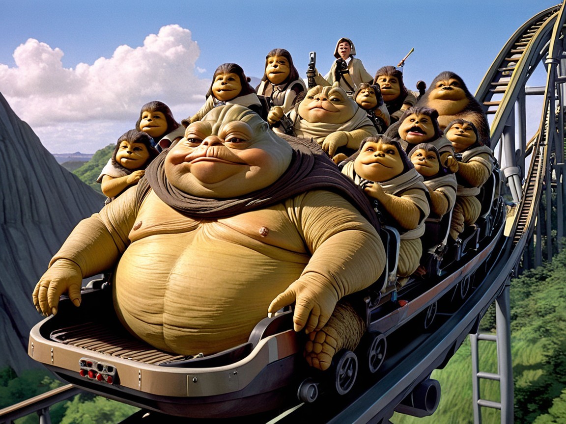 Whimsical Roller Coaster with Joyful Characters