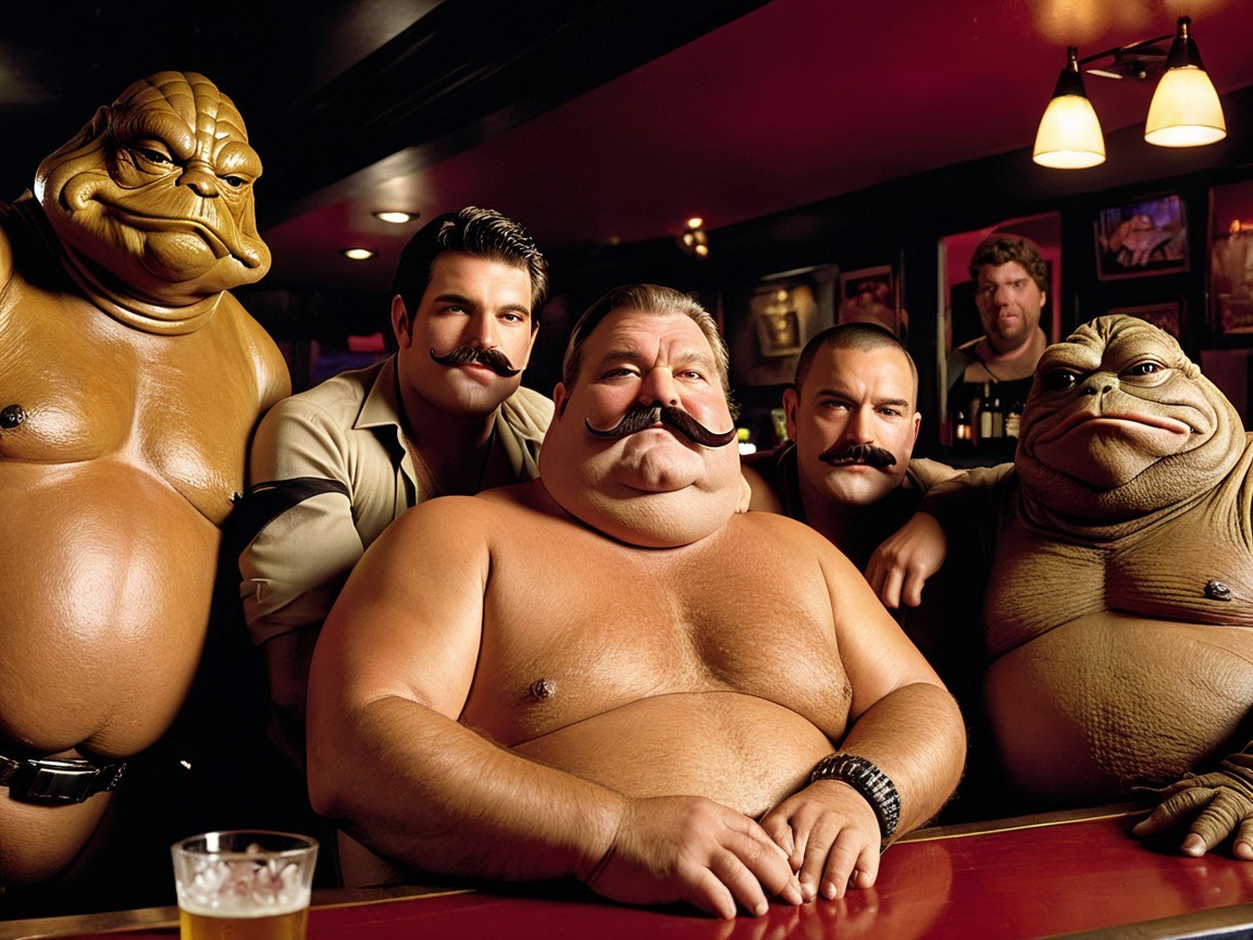 Whimsical Bar Scene with Unique Characters and Ambiance
