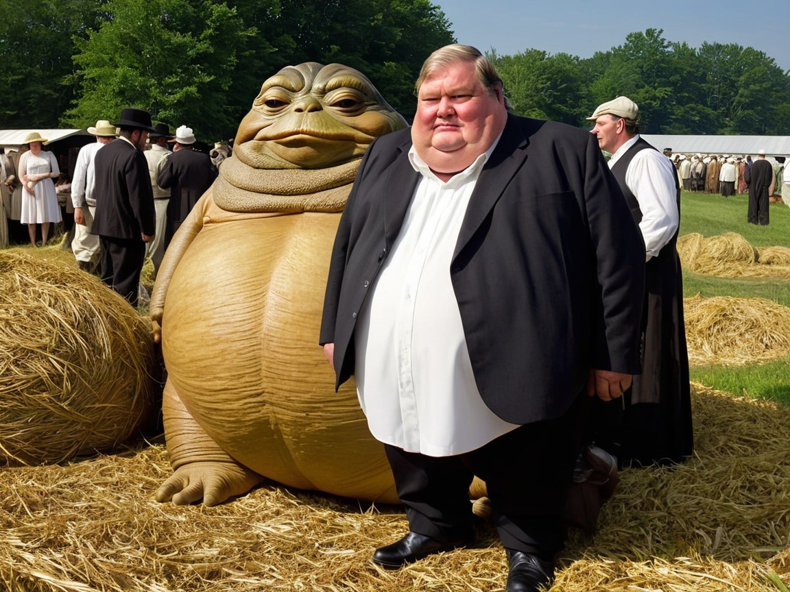 Humorous Scene of a Man and a Slug-Like Creature