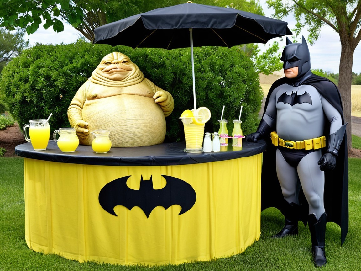 Whimsical Outdoor Scene with Comic Book Characters