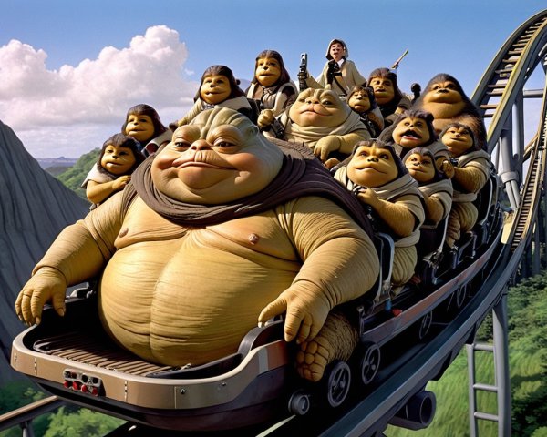 Whimsical Roller Coaster with Joyful Characters