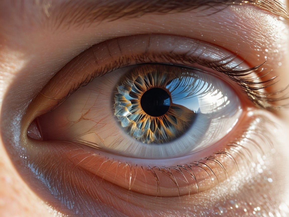 Close-Up of a Colorful Human Eye with Intricate Iris