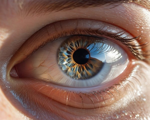 Close-Up of a Colorful Human Eye with Intricate Iris