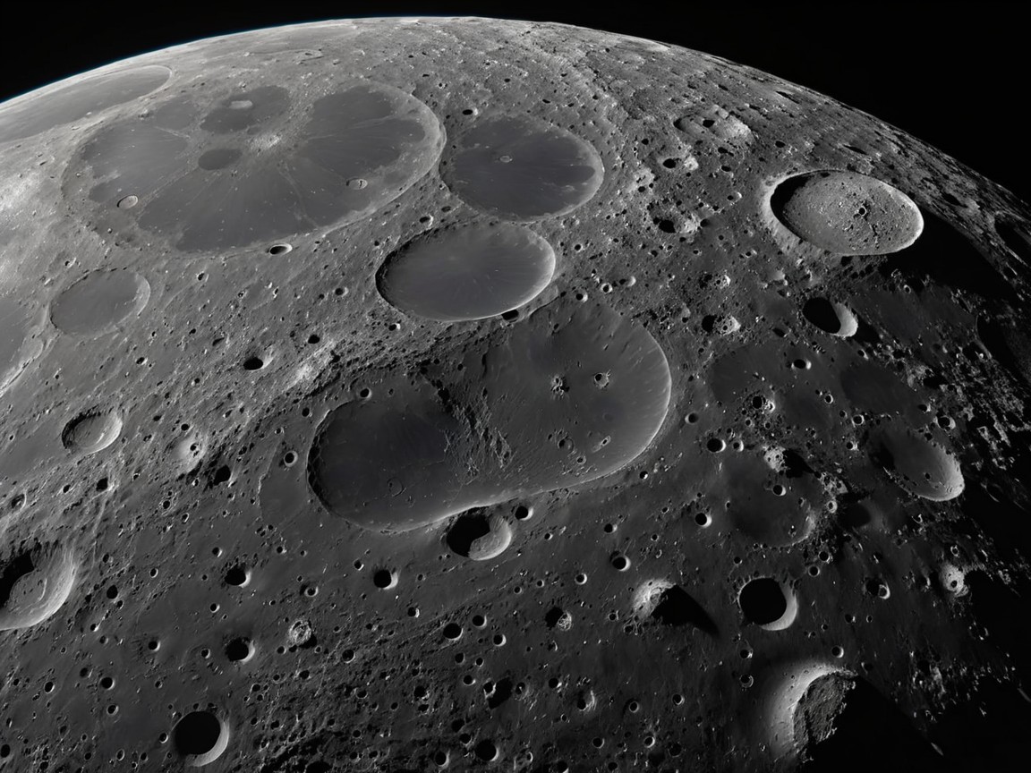 Rugged Moon Surface with Craters and Geological Features