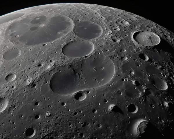 Rugged Moon Surface with Craters and Geological Features