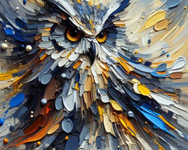 Abstract Owl Artwork with Bold Colors and Textures