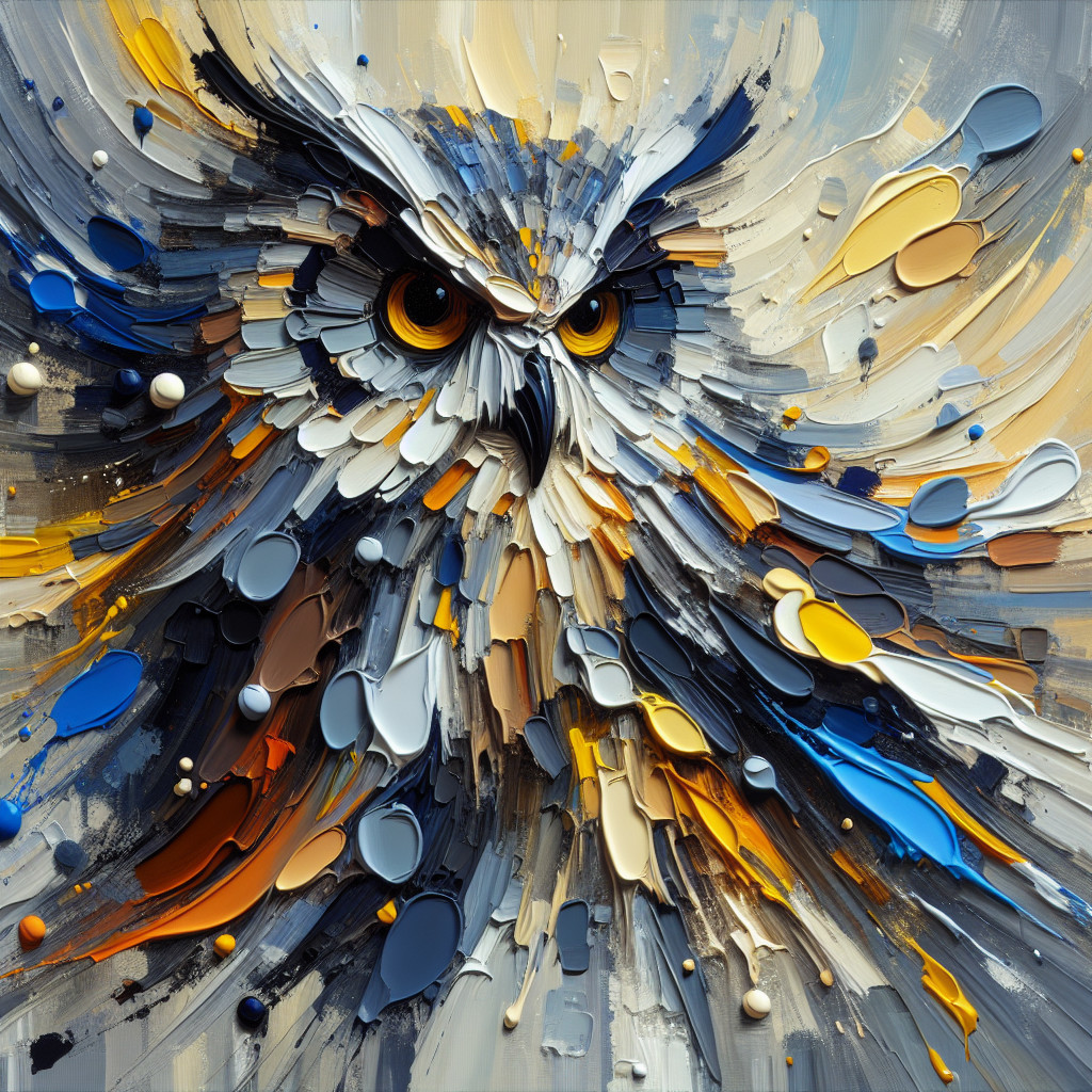 Abstract Owl Artwork with Bold Colors and Textures