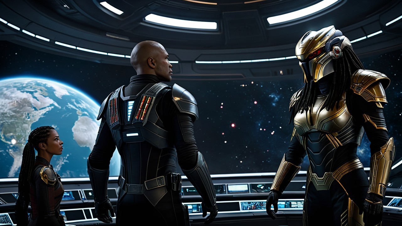 Tense Conversation in Futuristic Spacecraft Setting