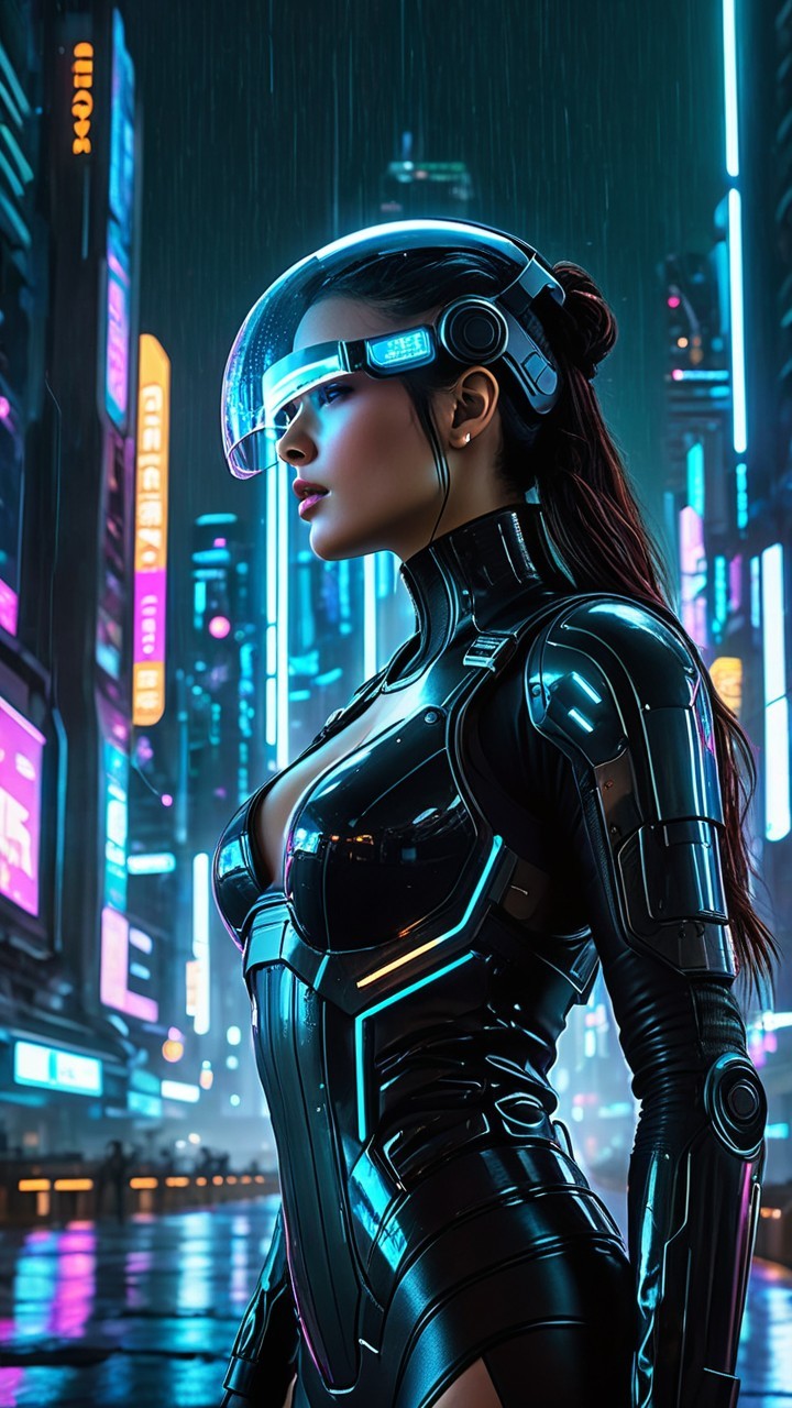Futuristic Cyberpunk Scene with Neon Accents