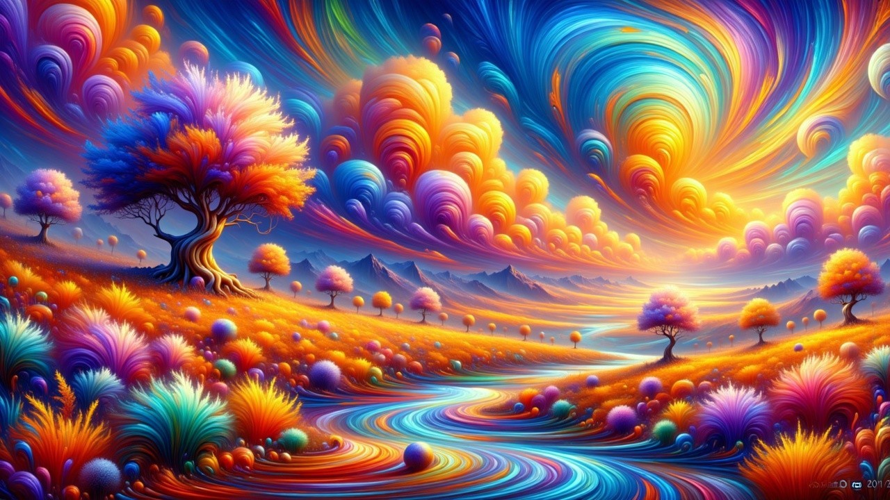 Vibrant Landscape with Colorful Foliage and River