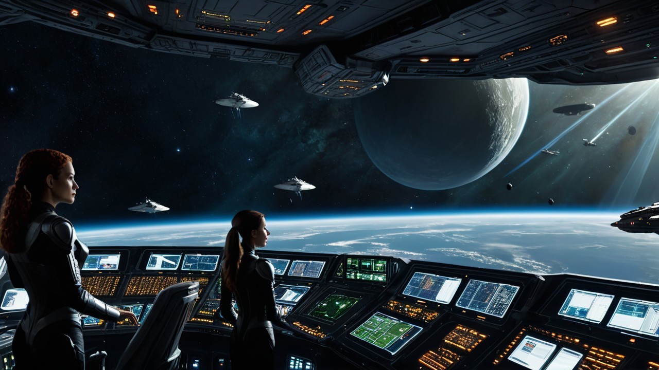 Futuristic Spaceship Cockpit with Advanced Technology
