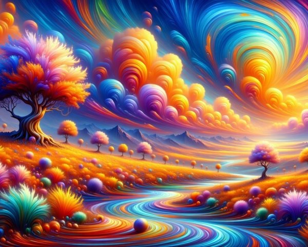 Vibrant Landscape with Colorful Foliage and River