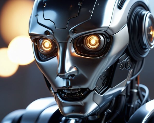 Futuristic Humanoid Robot with Glowing Eyes and Details
