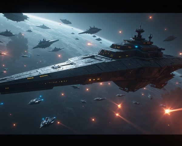 Massive Advanced Spaceship in Chaotic Space Battlefield