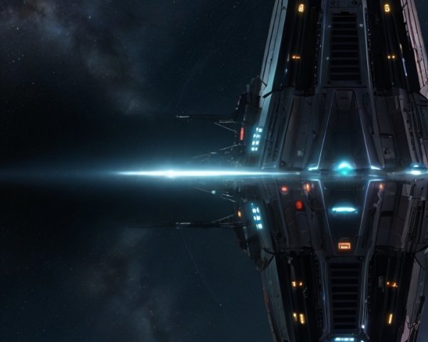 Futuristic Space Scene with Advanced Spacecraft and Stars