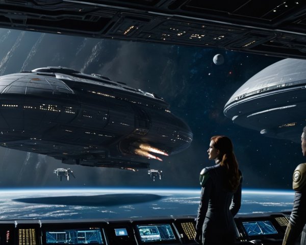 Futuristic Cockpit with Cosmic Vista and Advanced Technology