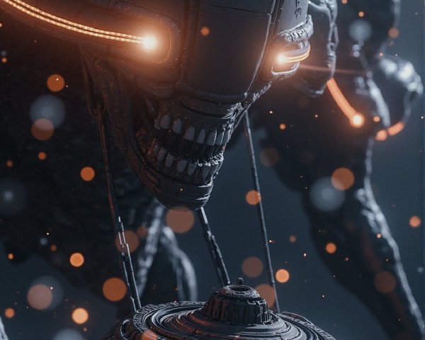 Futuristic Robotic Figures with Advanced Technology