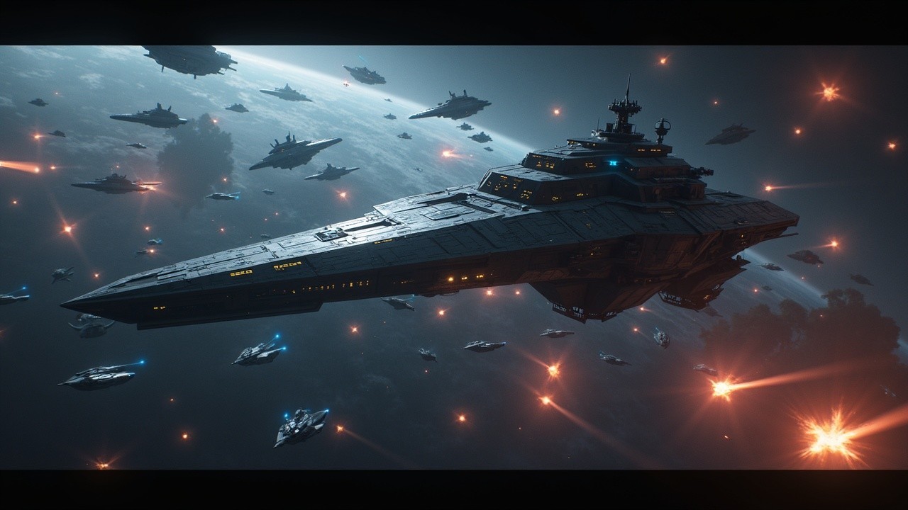 Massive Advanced Spaceship in Chaotic Space Battlefield